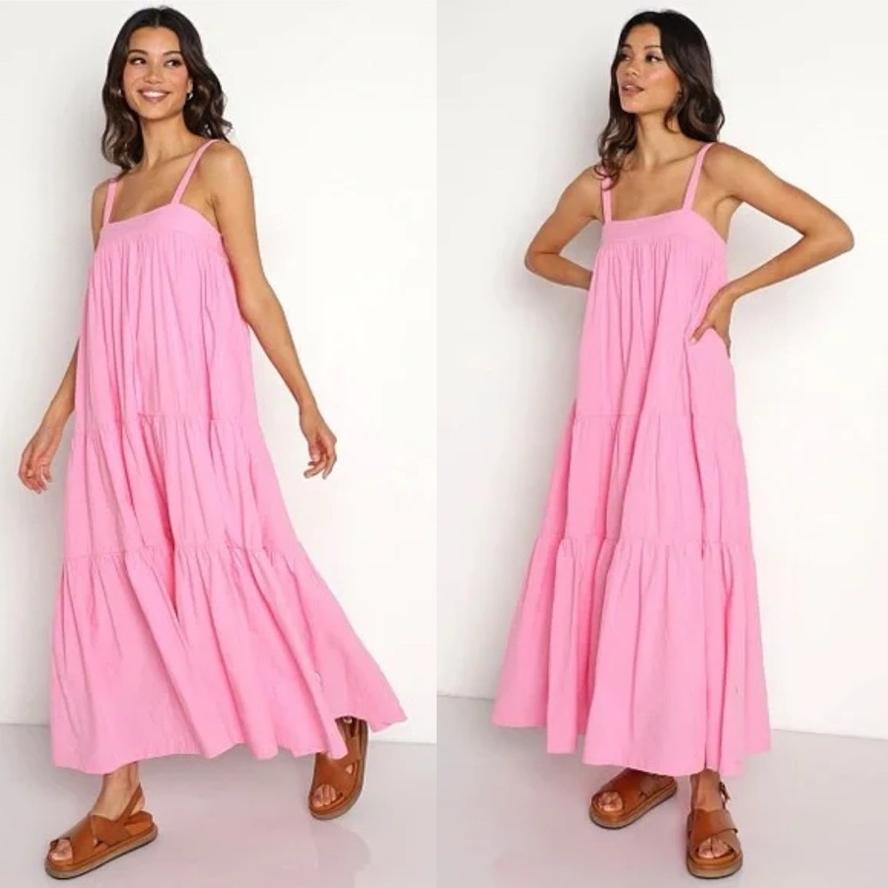 NWT ARAMINTA JAMES Sunset Tiered Dress Pink Large